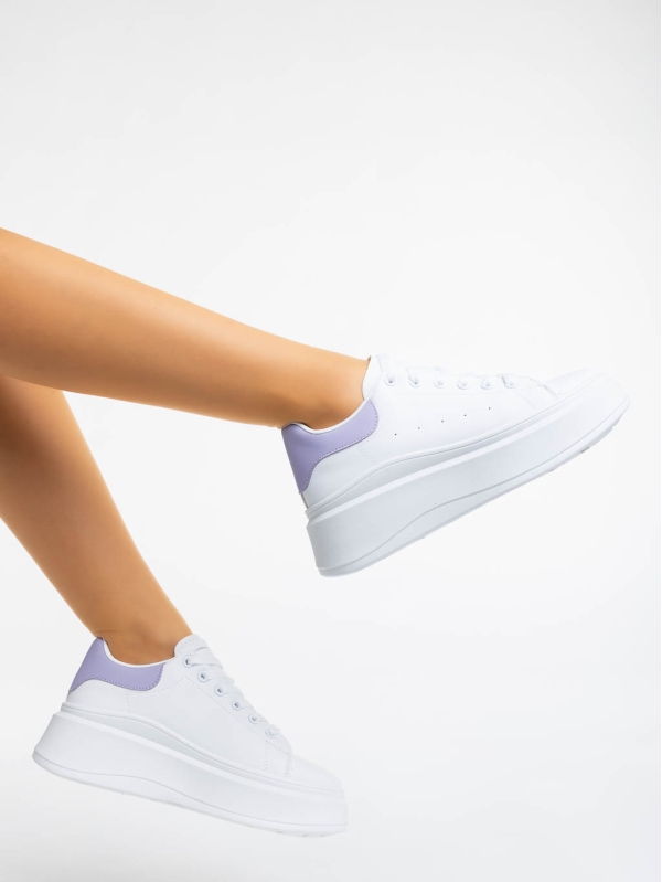 Aleesha fehér és lila női sport cipő ökológiai bőrből, 3 - Kalapod.hu