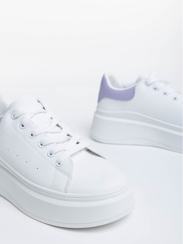 Aleesha fehér és lila női sport cipő ökológiai bőrből, 6 - Kalapod.hu