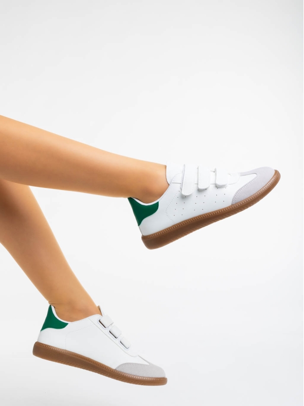 Raynor fehér és zöld női sport cipő ökológiai bőrből, 3 - Kalapod.hu