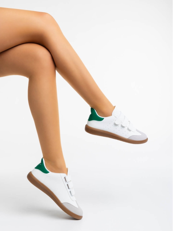 Raynor fehér és zöld női sport cipő ökológiai bőrből, 4 - Kalapod.hu