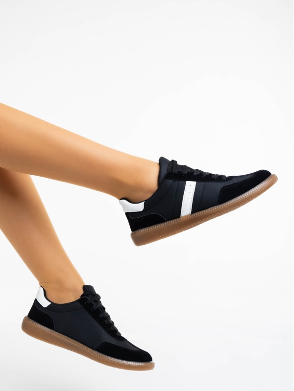 Liliha fekete női sport cipő ökológiai bőrből, 3 - Kalapod.hu