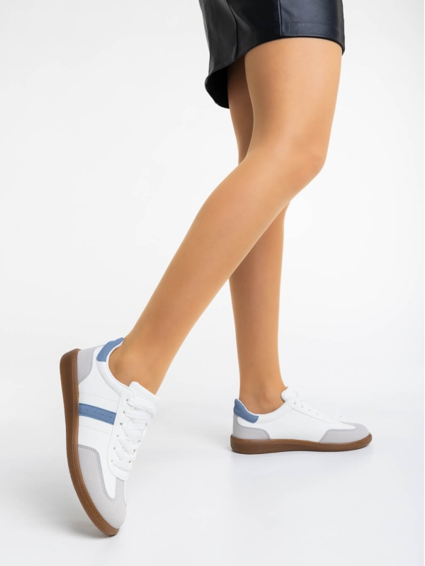 Liliha fehér és kék női sport cipő ökológiai bőrből, 3 - Kalapod.hu