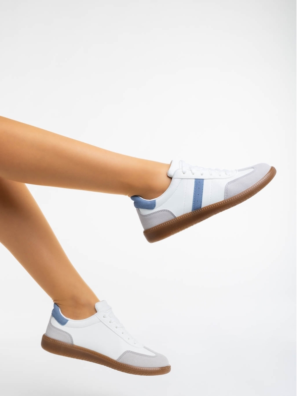 Liliha fehér és kék női sport cipő ökológiai bőrből, 4 - Kalapod.hu