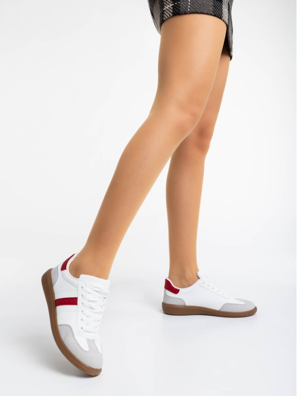 Liliha fehér és piros női sport cipő ökológiai bőrből, 3 - Kalapod.hu