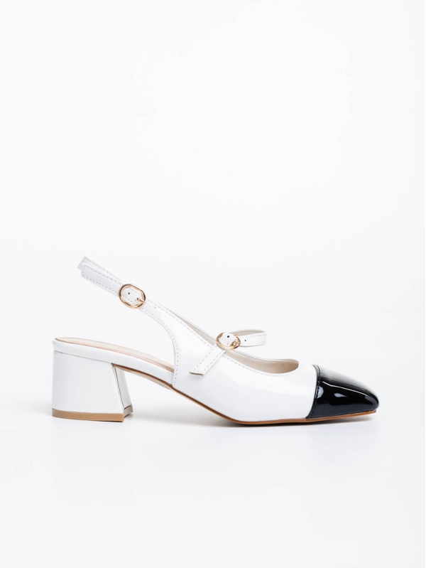 Ashlea fehér női magassarkú cipő lakkozott ökológiai bőrből, 5 - Kalapod.hu