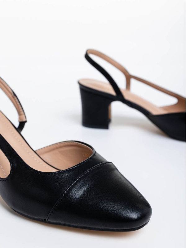 Verna fekete női magassarkú cipő ökológiai bőrből, 6 - Kalapod.hu