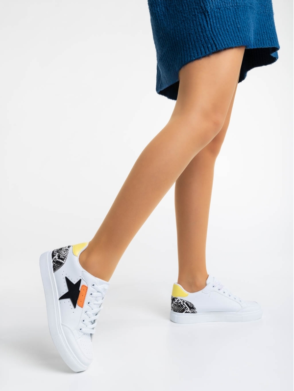 Yeva fehér és fekete női sport cipő ökológiai bőrből, 3 - Kalapod.hu