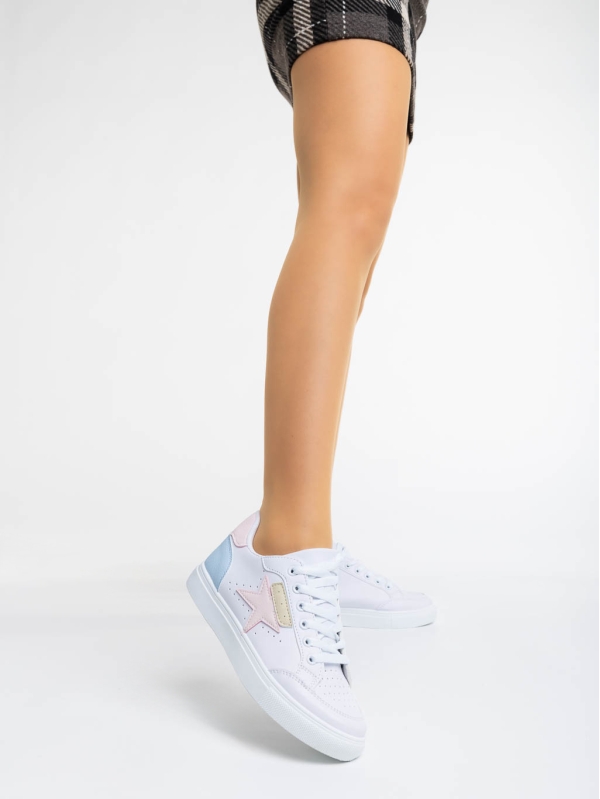 Yeva fehér és rózsaszín női sport cipő ökológiai bőrből, 2 - Kalapod.hu