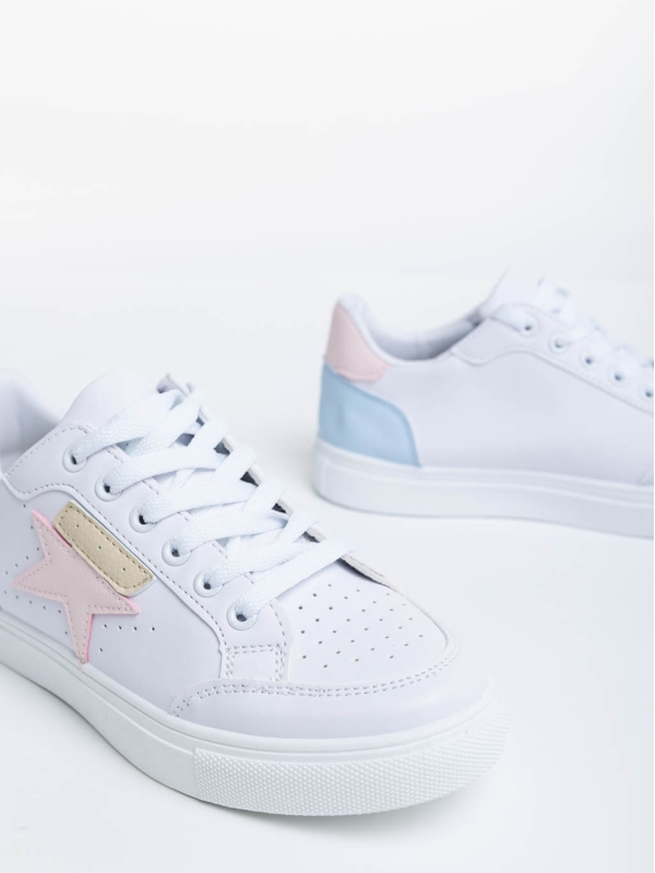 Yeva fehér és rózsaszín női sport cipő ökológiai bőrből, 6 - Kalapod.hu
