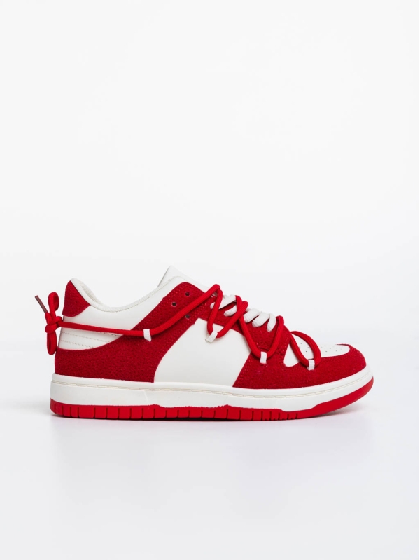 Kamella fehér és piros női sport cipő ökológiai bőrből, 6 - Kalapod.hu