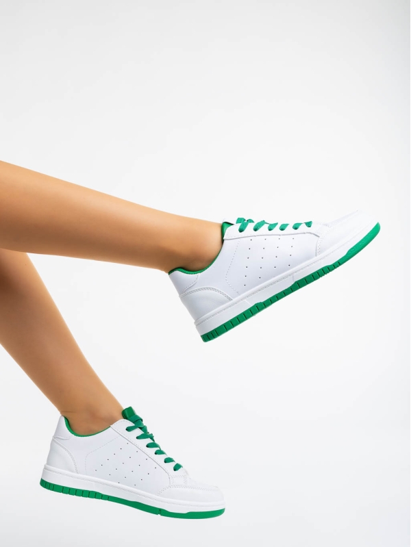 Kiersten fehér és zöld női sport cipő ökológiai bőrből, 3 - Kalapod.hu