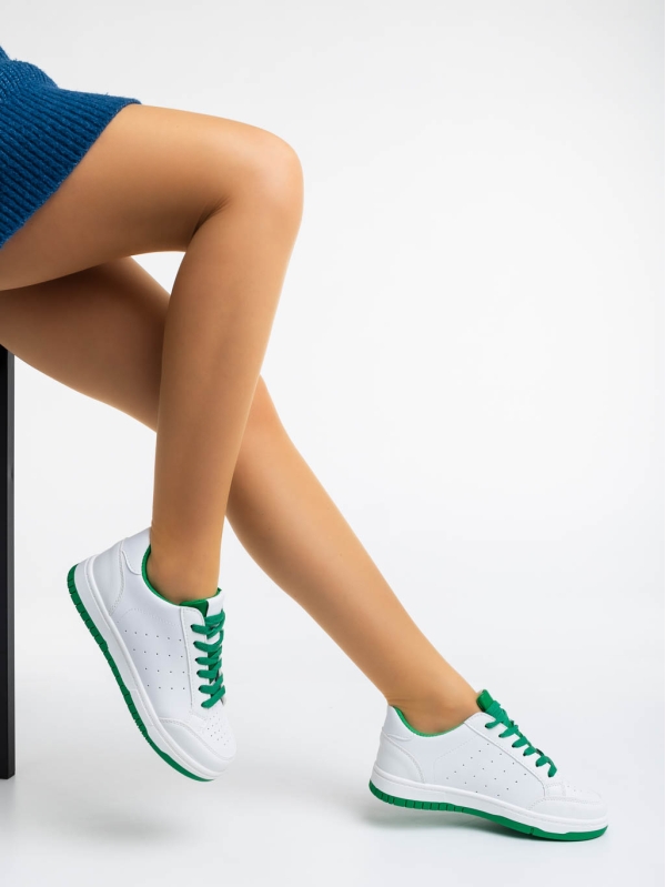 Kiersten fehér és zöld női sport cipő ökológiai bőrből, 4 - Kalapod.hu