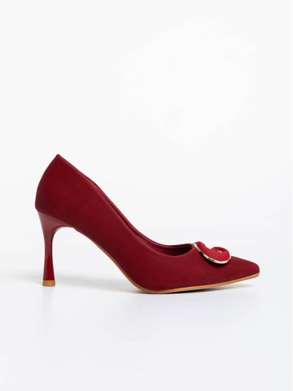 Tacey gránátszínű női magassarkú cipő textil anyagból, 5 - Kalapod.hu