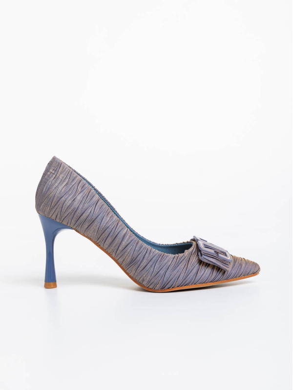 Elsabeth kék női magassarkú cipő textil anyagból, 7 - Kalapod.hu