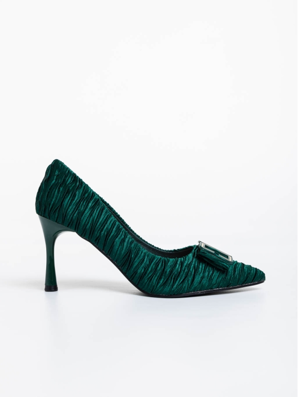 Elsabeth zöld női magassarkú cipő textil anyagból, 5 - Kalapod.hu