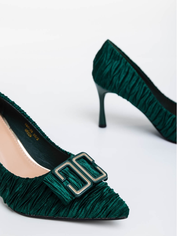 Elsabeth zöld női magassarkú cipő textil anyagból, 6 - Kalapod.hu