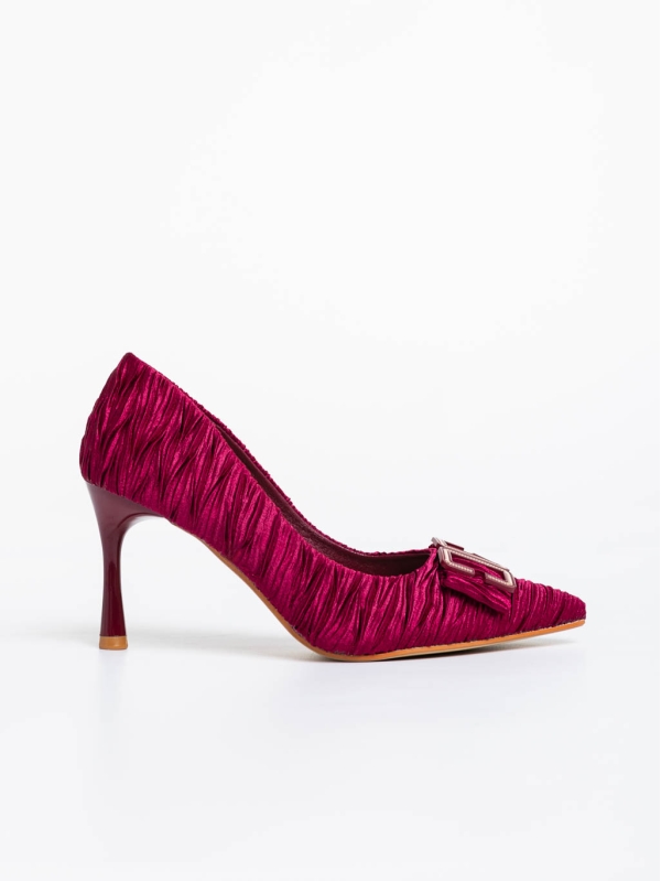 Elsabeth piros női magassarkú cipő textil anyagból, 5 - Kalapod.hu