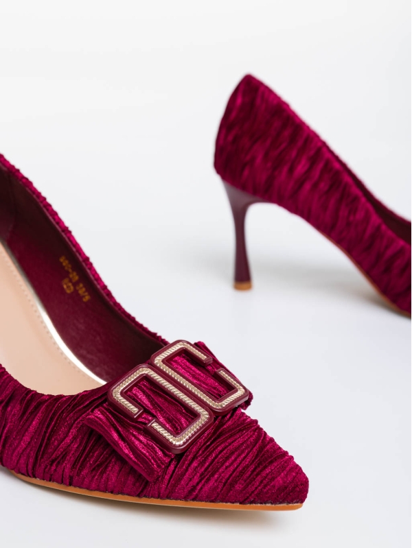 Elsabeth piros női magassarkú cipő textil anyagból, 6 - Kalapod.hu