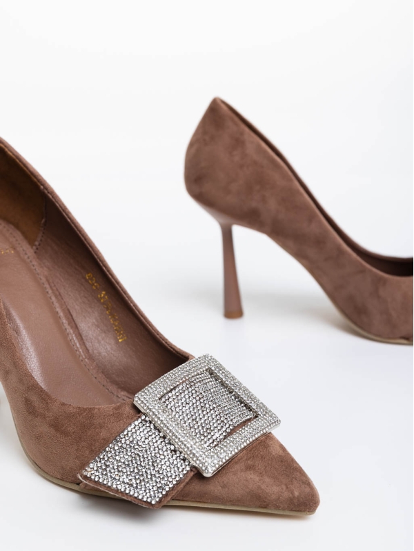 Tiphanie khaki női magassarkú cipő textil anyagból, 6 - Kalapod.hu