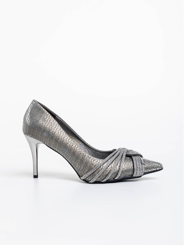Ellesse sötét ezüstszínű női magassarkú cipő textil anyagból, 5 - Kalapod.hu