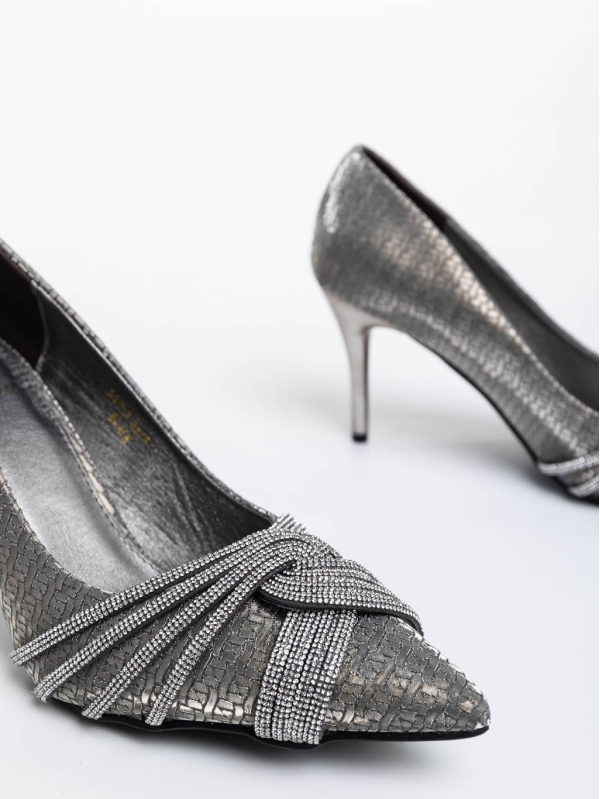 Ellesse sötét ezüstszínű női magassarkú cipő textil anyagból, 6 - Kalapod.hu