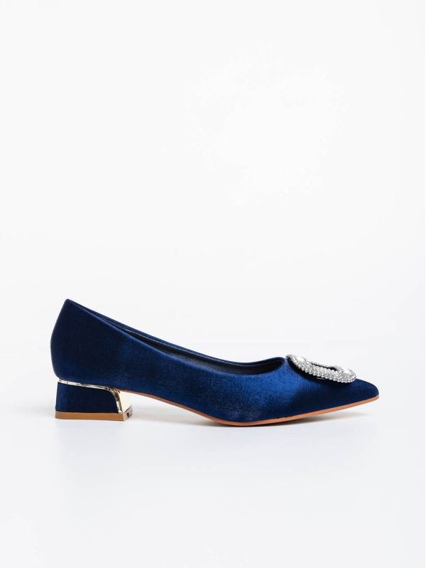 Evanna kék női magassarkú cipő textil anyagból, 5 - Kalapod.hu