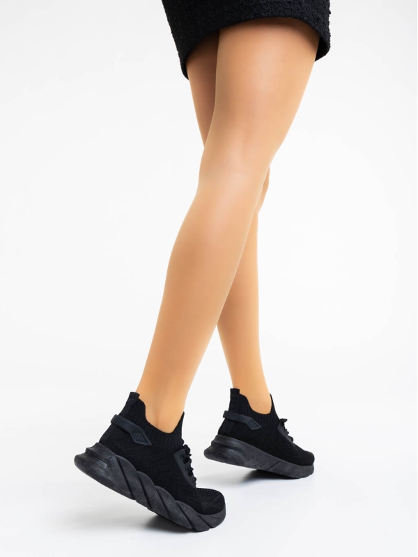Lujuana fekete női sport cipő textil anyagból, 3 - Kalapod.hu