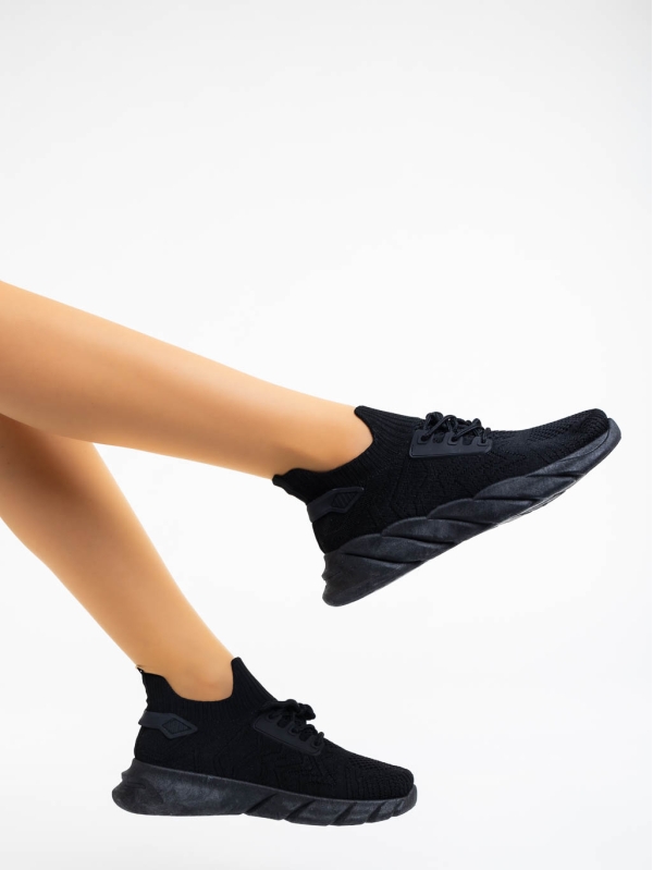 Lujuana fekete női sport cipő textil anyagból, 4 - Kalapod.hu