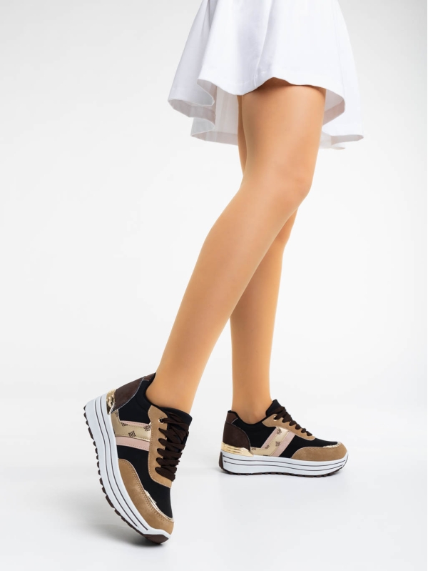 Loraina barna és fekete női sport cipő textil anyagból - Kalapod.hu