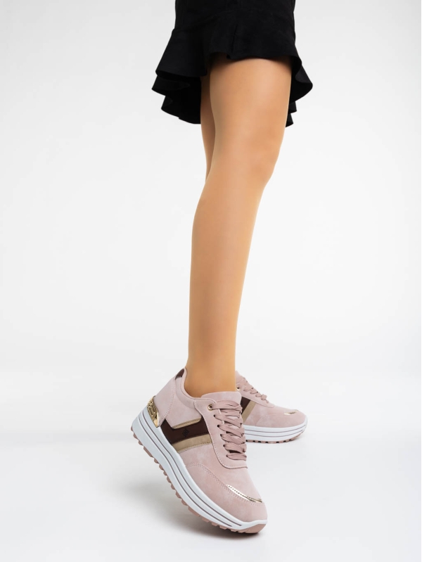 Loraina rózsaszín női sport cipő textil anyagból, 2 - Kalapod.hu