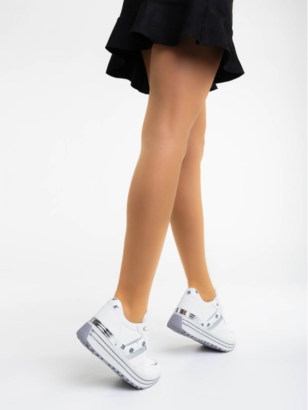 Loraina fehér női sport cipő textil anyagból, 3 - Kalapod.hu