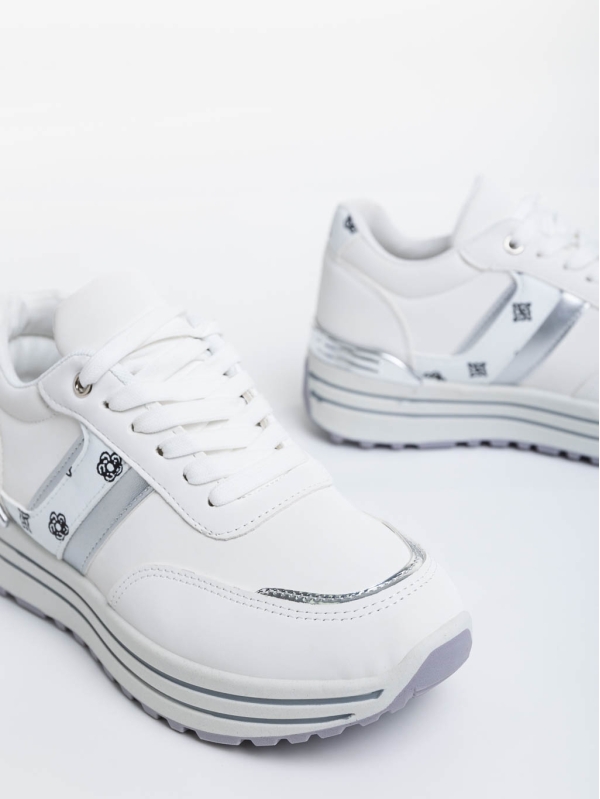 Loraina fehér női sport cipő textil anyagból, 6 - Kalapod.hu
