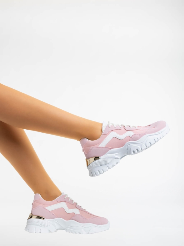 Nimue rózsaszín női sport cipő textil anyagból, 3 - Kalapod.hu