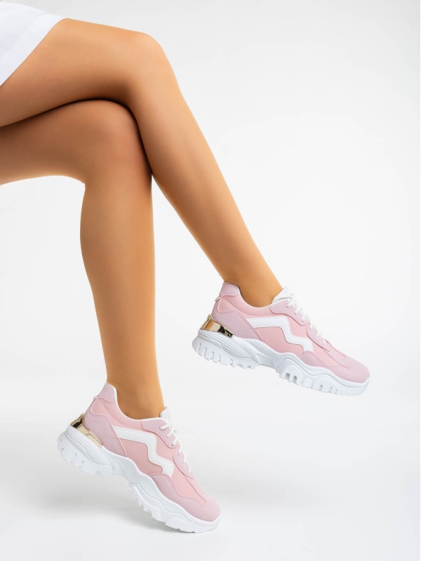 Nimue rózsaszín női sport cipő textil anyagból, 4 - Kalapod.hu