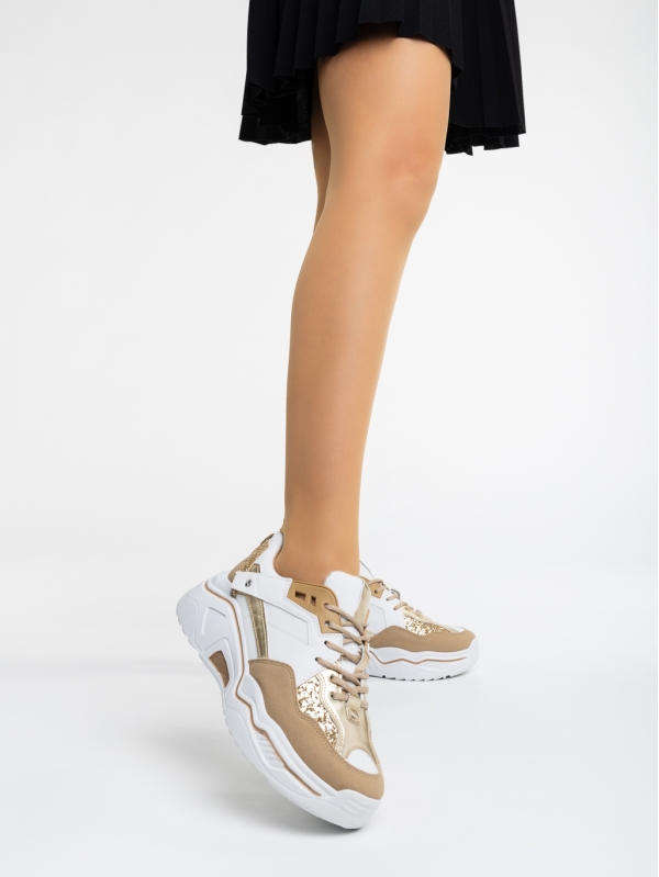 Kamea aranyszínű női sport cipő ökológiai bőrből, 2 - Kalapod.hu
