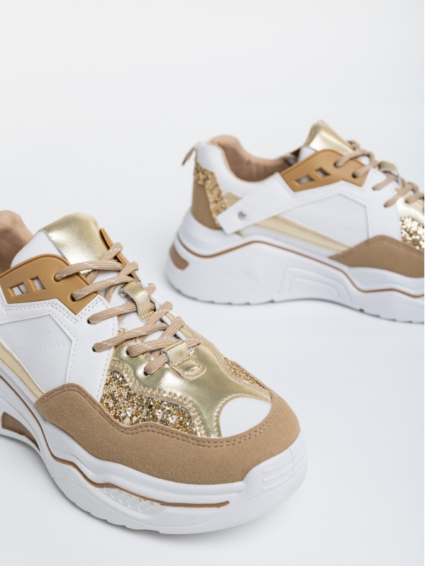 Kamea aranyszínű női sport cipő ökológiai bőrből, 6 - Kalapod.hu