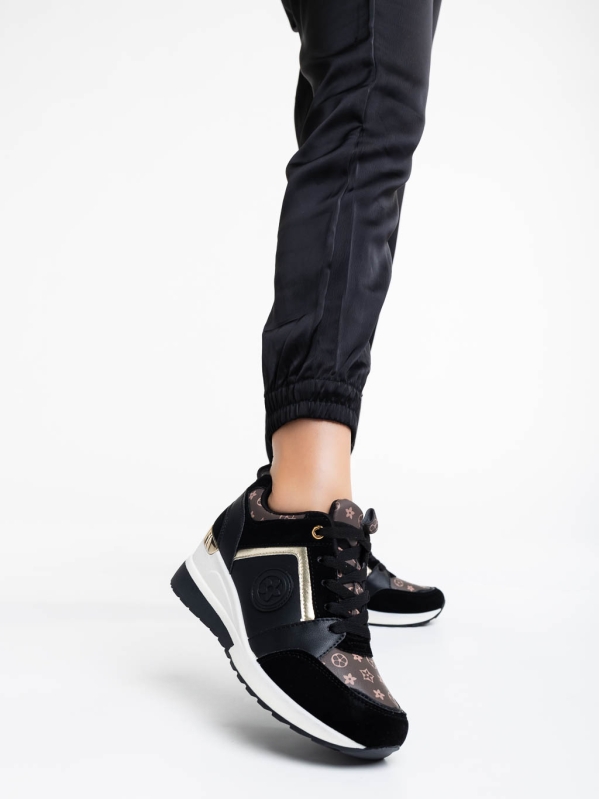 Tyrina fekete női sport cipő ökológiai bőrből, 2 - Kalapod.hu