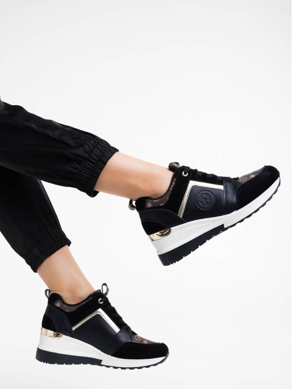 Tyrina fekete női sport cipő ökológiai bőrből, 3 - Kalapod.hu