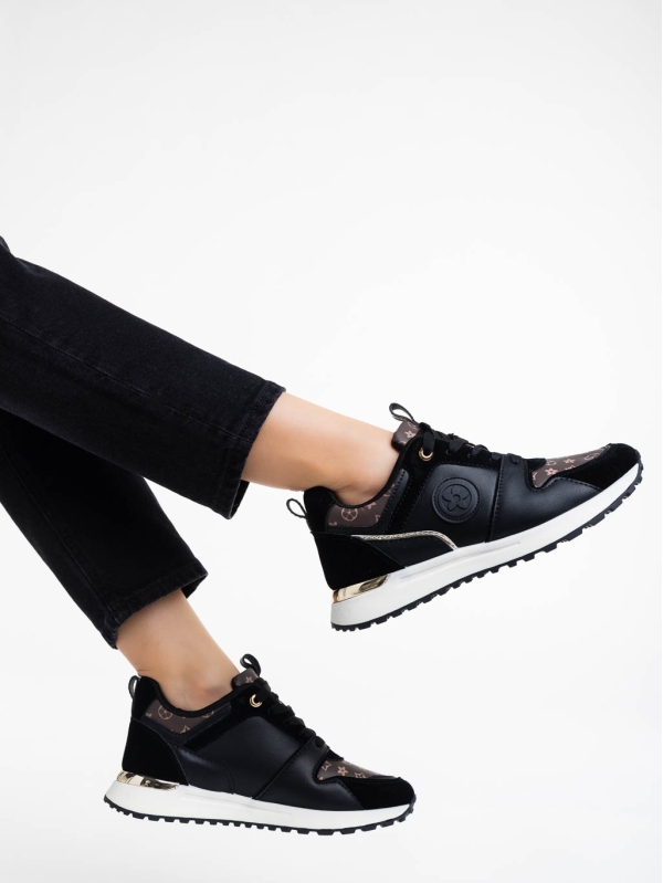 Lorilynn fekete női sport cipő ökológiai bőrből, 4 - Kalapod.hu