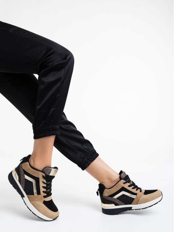 Jeanaya fekete és bézs női sport cipő textil anyagból - Kalapod.hu