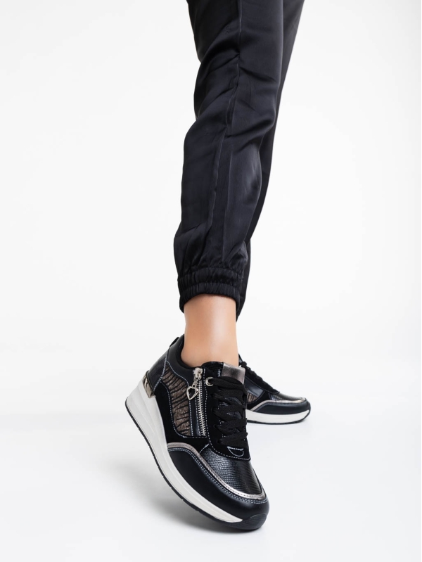 Maylin fekete női sport cipő ökológiai bőrből, 2 - Kalapod.hu