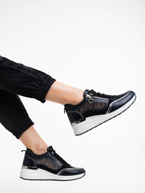 Maylin fekete női sport cipő ökológiai bőrből, 3 - Kalapod.hu