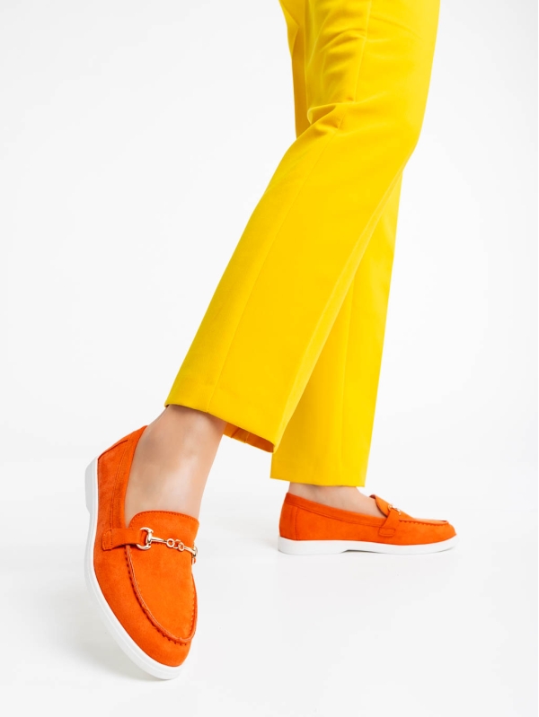 Nineve narancssárga női félcipő textil anyagból, 3 - Kalapod.hu