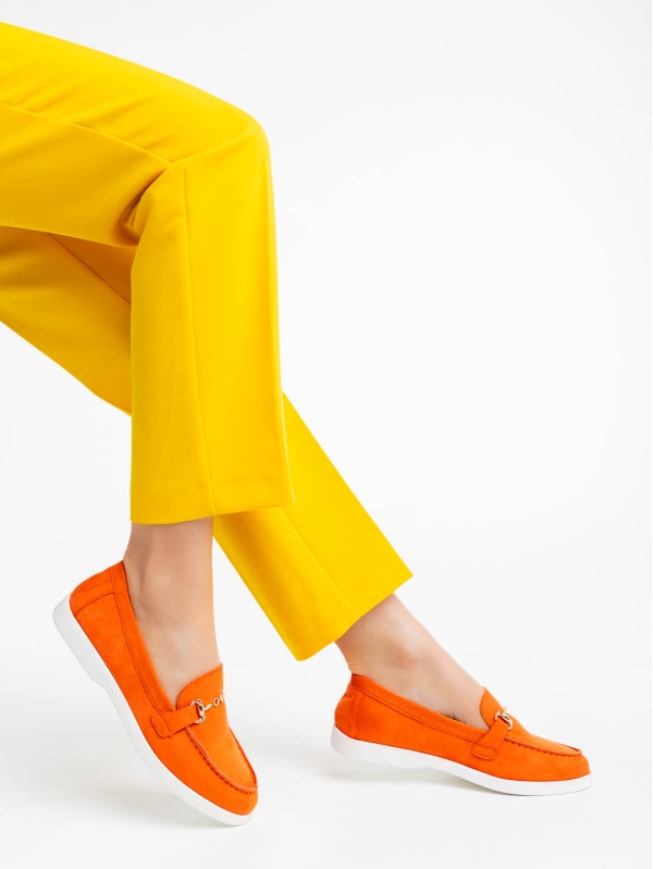 Nineve narancssárga női félcipő textil anyagból, 4 - Kalapod.hu