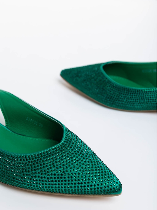 Nadetta zöld női balerina textil anyagból, 6 - Kalapod.hu