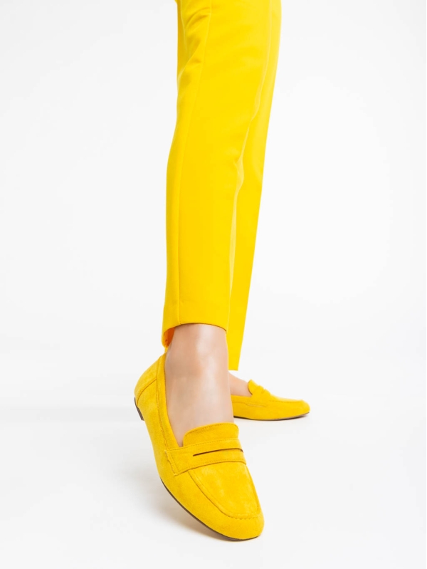 Kalama sárga női félcipő textil anyagból, 2 - Kalapod.hu