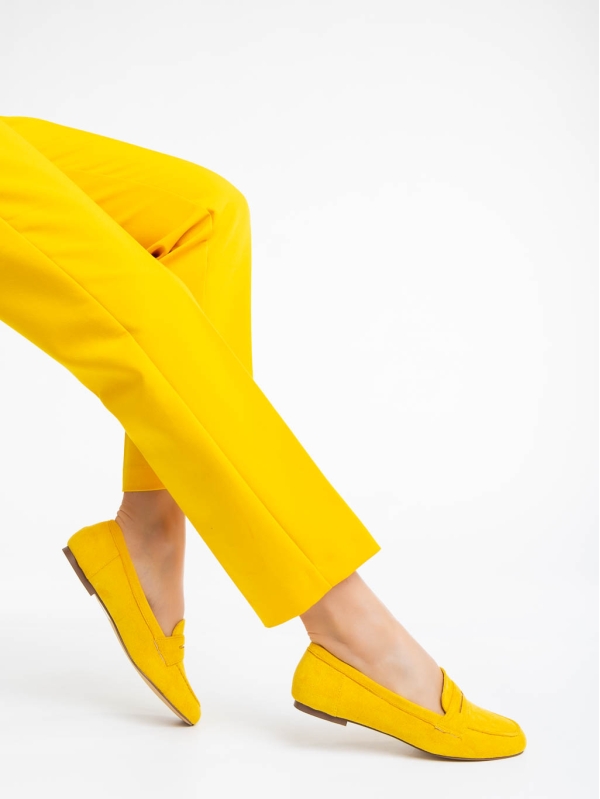 Kalama sárga női félcipő textil anyagból, 4 - Kalapod.hu