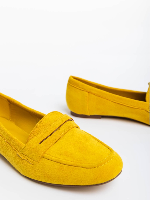 Kalama sárga női félcipő textil anyagból, 6 - Kalapod.hu