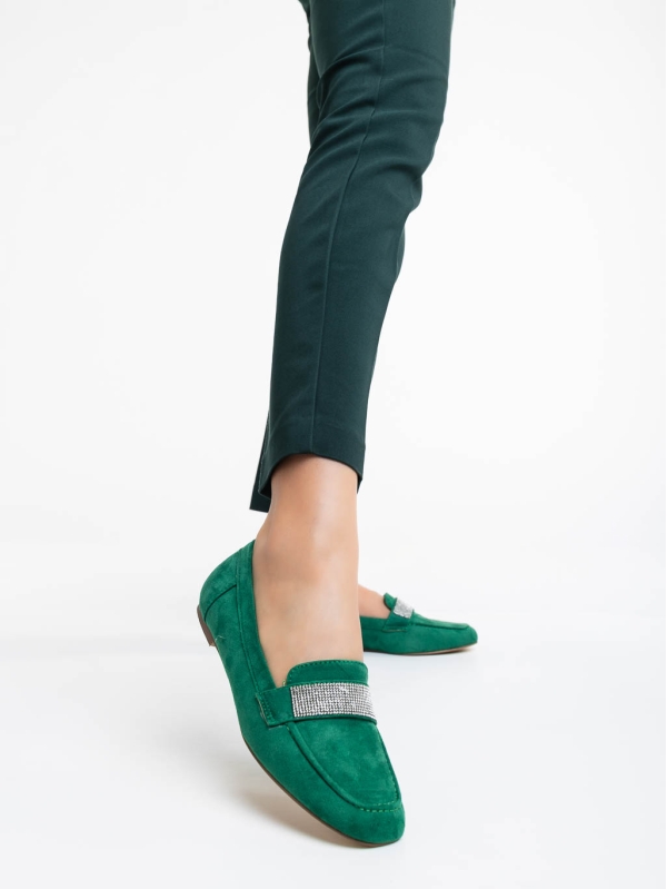 Ibbie zöld női félcipő textil anyagból, 2 - Kalapod.hu
