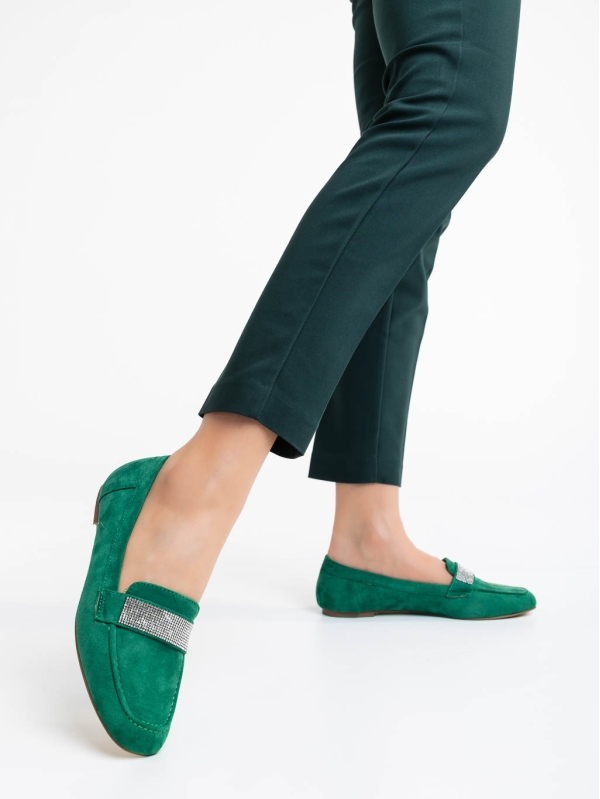 Ibbie zöld női félcipő textil anyagból, 3 - Kalapod.hu